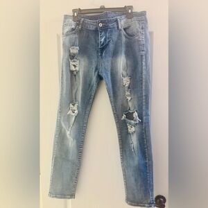 Distressed Blue Jeans